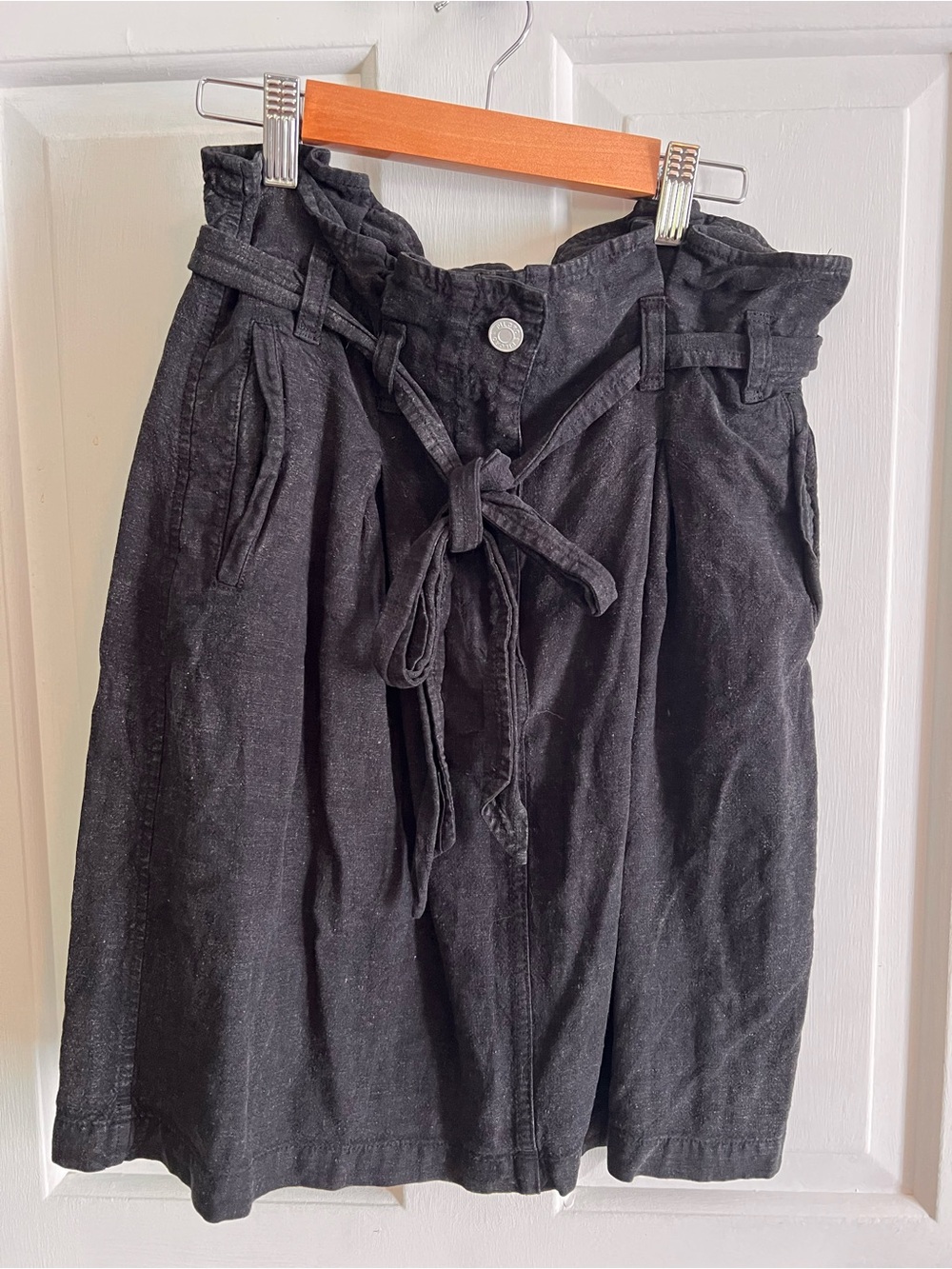 Anthropologie Pilcro High-Waist Paperbag Tie-Waist Black Women's Skirt 4